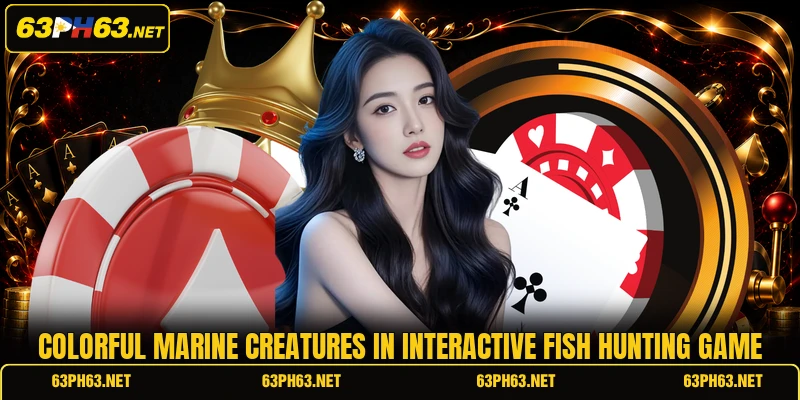 Colorful marine creatures in interactive fish hunting game