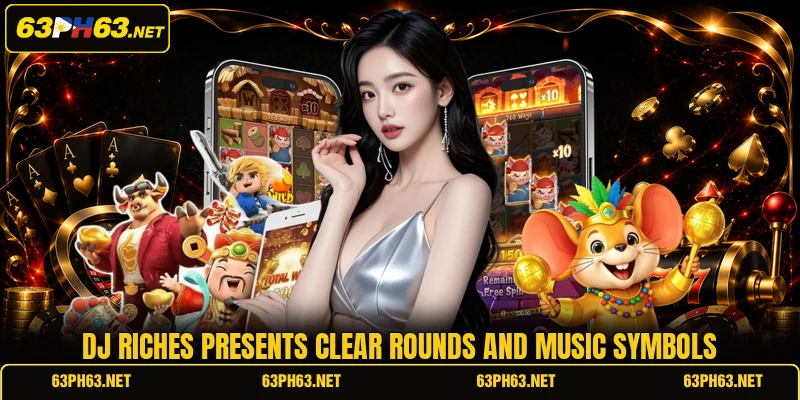 DJ Riches presents clear rounds and music symbols