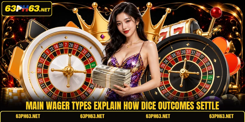 Main wager types explain how dice outcomes settle