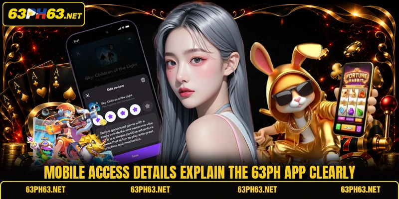 Mobile access details explain the 63PH app clearly