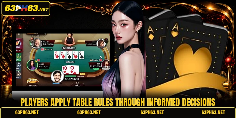 Players apply table rules through informed decisions