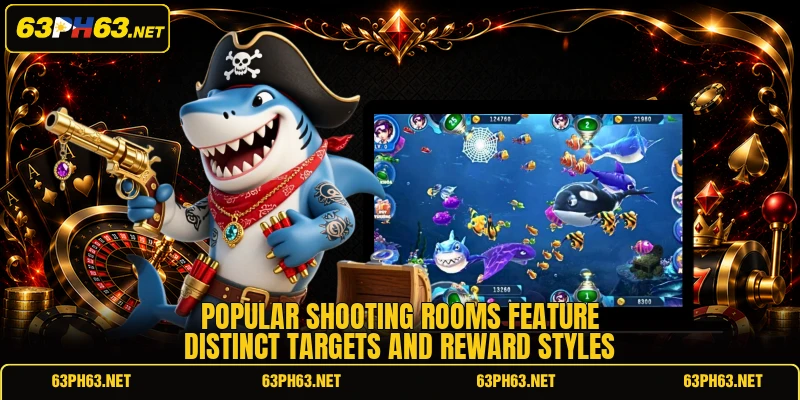 Popular shooting rooms feature distinct targets and reward styles